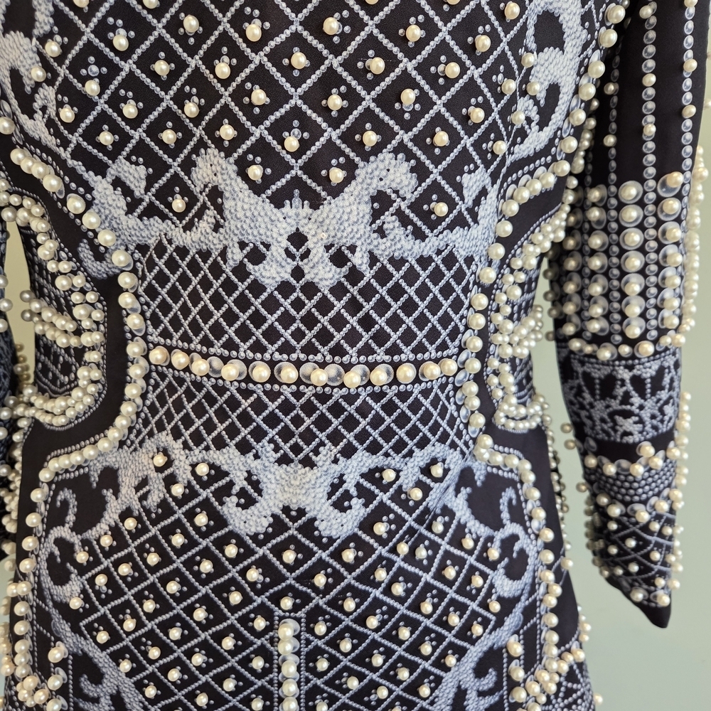 Bella Barnett Black Embellished Beaded Open Front Jacket Size S - Picture 8 of 16
